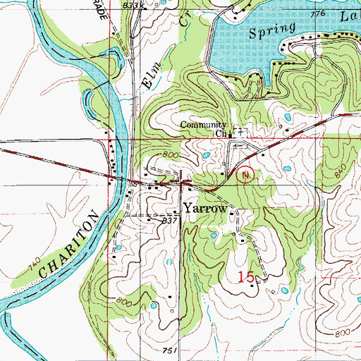 Topographic Map of Yarrow, MO