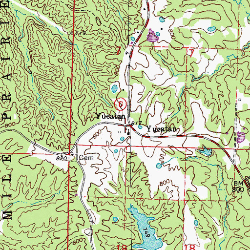 Topographic Map of Yucatan, MO