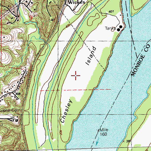 Topographic Map of Chesley Island, MO