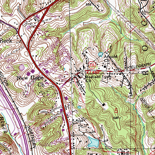 Topographic Map of Radiant Love Church, MO