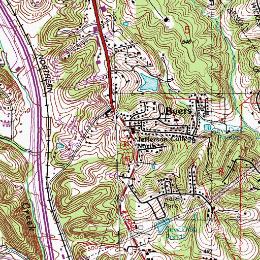 Topographic Map of Jefferson College North, MO