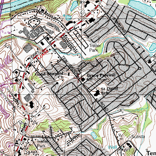 Topographic Map of Grace Freewill Church, MO