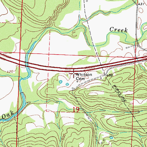 Topographic Map of Whitson Cemetery, AR