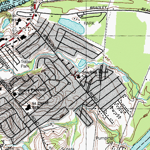 Topographic Map of Starling Road Church, MO