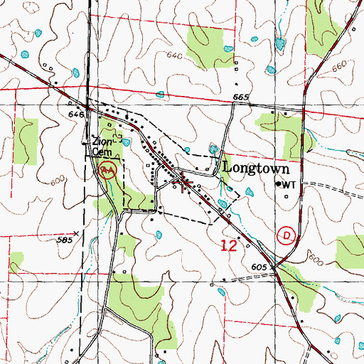 Topographic Map of Calvary Church, MO