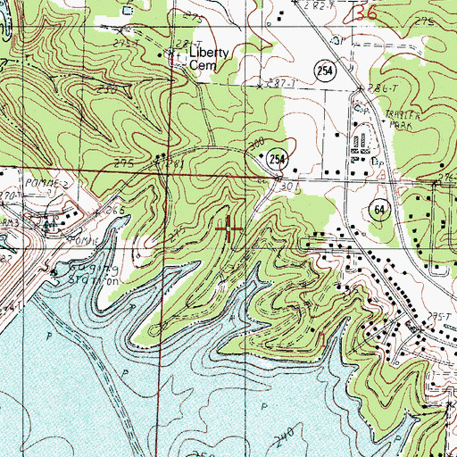 Topographic Map of Dam Site Public Use Area, MO