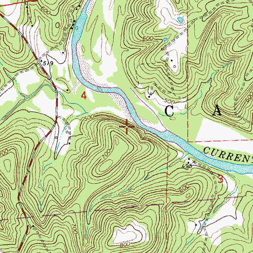 Topographic Map of Mill Creek Campsite, MO