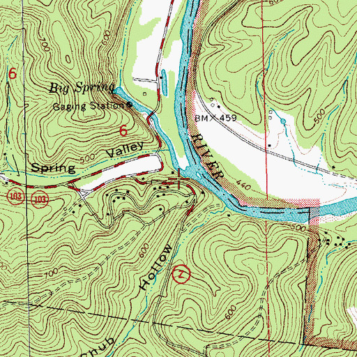 Topographic Map of Big Spring Campgrounds, MO
