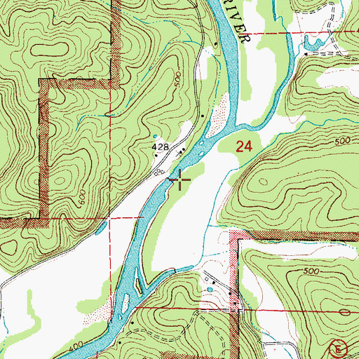 Topographic Map of Hickory Landing, MO