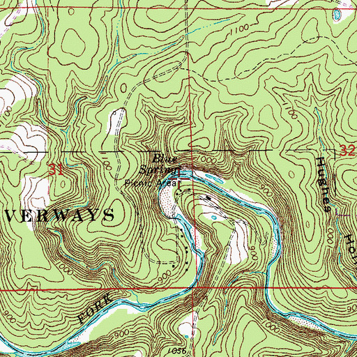 Topographic Map of Blue Spring River Access, MO