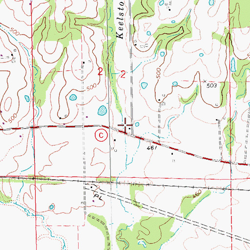 Topographic Map of Keelstone School (historical), MO