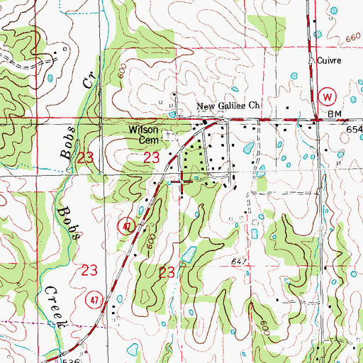 Topographic Map of Wilson School (historical), MO