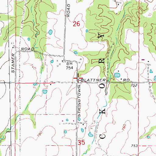 Topographic Map of Blattner School (historical), MO