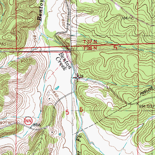 Topographic Map of Benton School (historical), MO