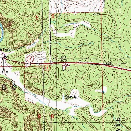 Topographic Map of Houston School, MO
