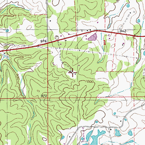 Topographic Map of Long Ridge School, MO
