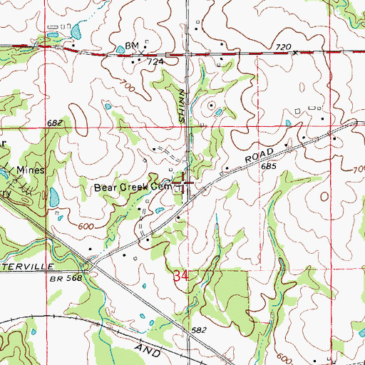 Topographic Map of Old School Church (historical), MO