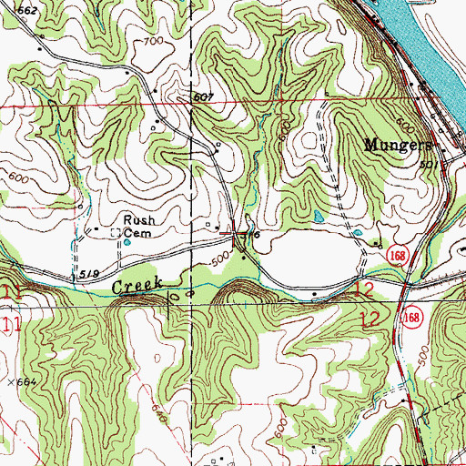 Topographic Map of Bay Mill, MO