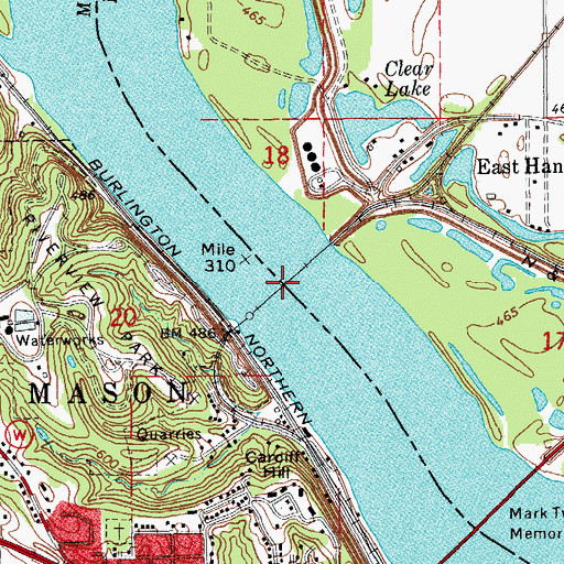 Topographic Map of Wabash Bridge, MO