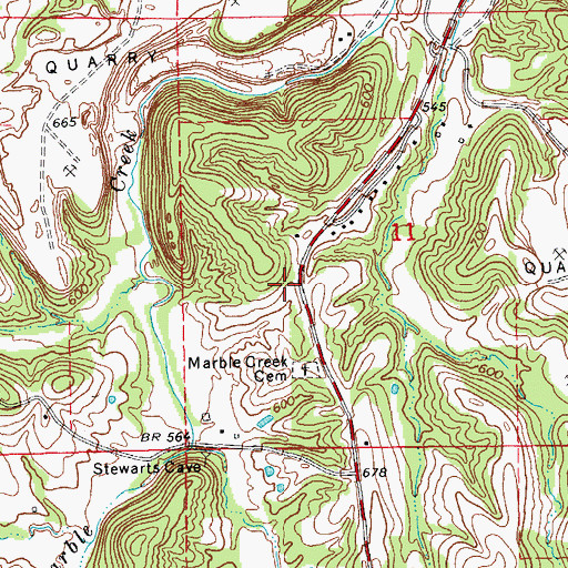 Topographic Map of Marble Creek School (historical), MO