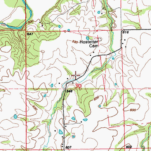 Topographic Map of Sugar Grove School (historical), MO