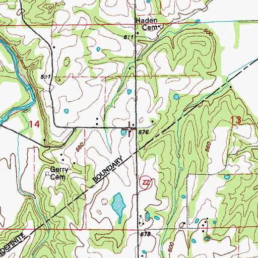 Topographic Map of Haden School (historical), MO