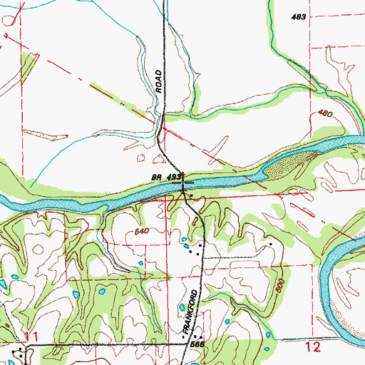 Topographic Map of Bailey Ford Bridge, MO