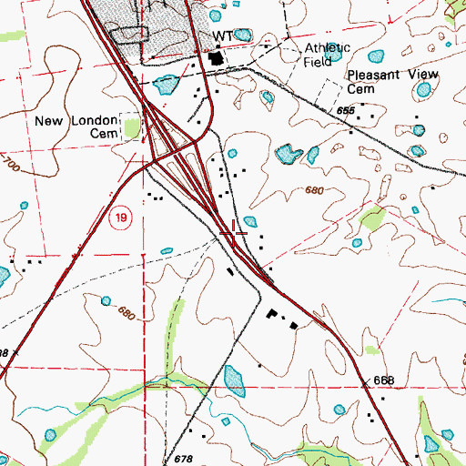 Topographic Map of Ralls Junction, MO