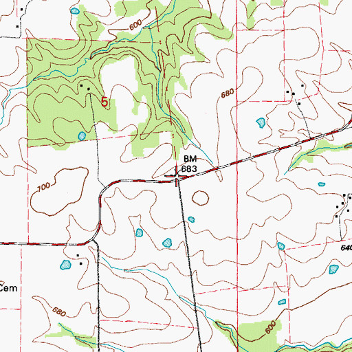 Topographic Map of Bethel School (historical), MO