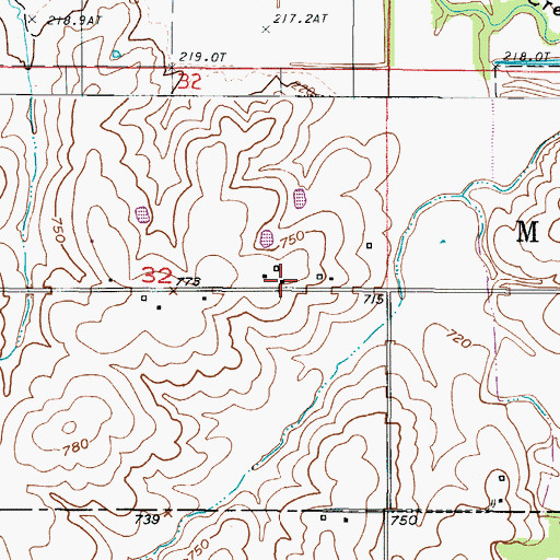 Topographic Map of Hosier School, MO