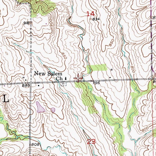 Topographic Map of Wooden School (historical), MO