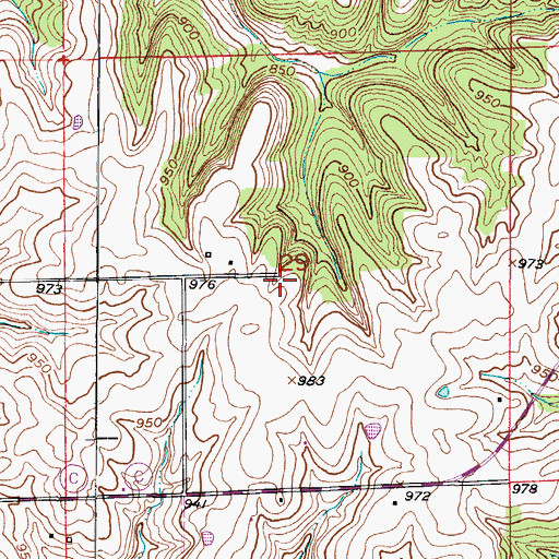 Topographic Map of Greenwood School (historical), MO
