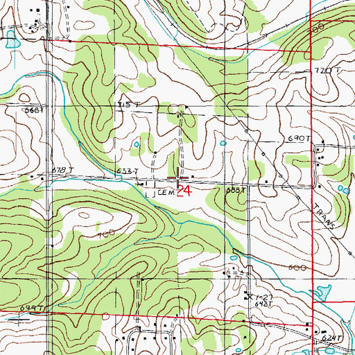 Topographic Map of Twomile School, MO