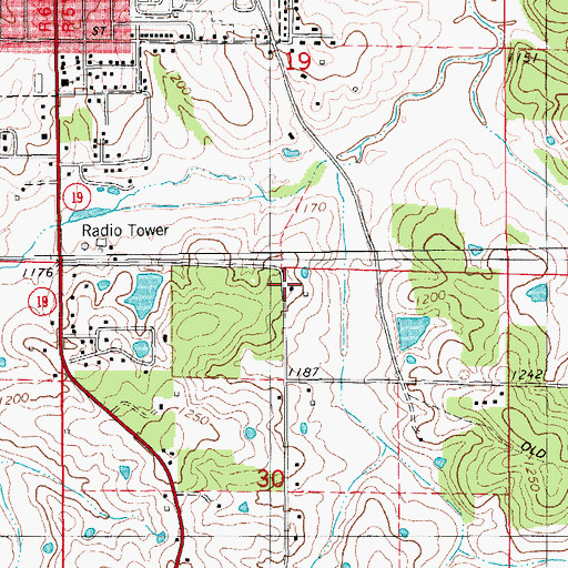 Topographic Map of Dent County Farm, MO