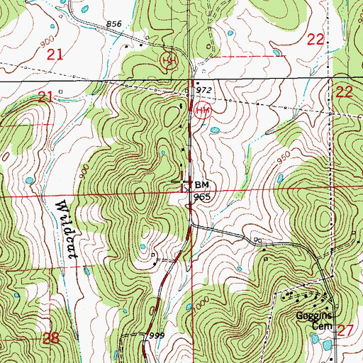Topographic Map of Corinth School, MO