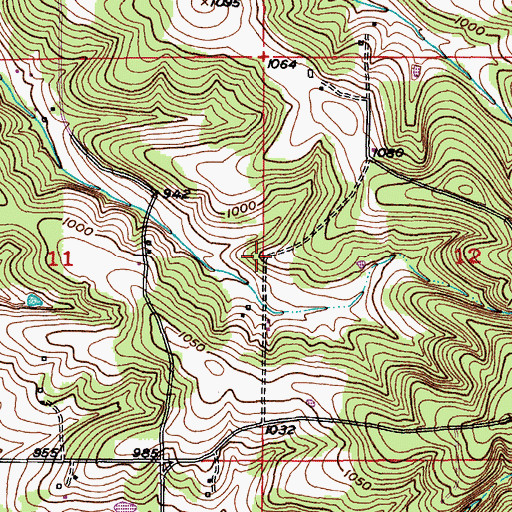 Topographic Map of Green Bush School (historical), MO