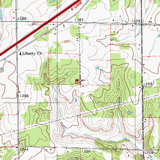 Topographic Map of Dry and Dusty School, MO