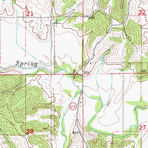 Topographic Map of Harlan School (historical), MO