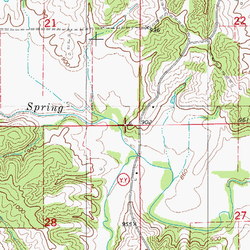 Topographic Map of Harlan School (historical), MO