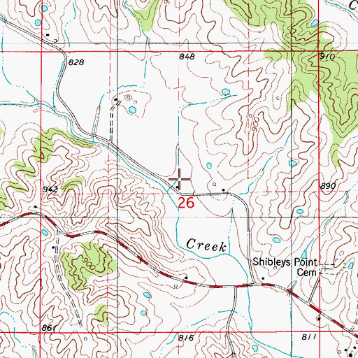 Topographic Map of Shibleys Point School, MO