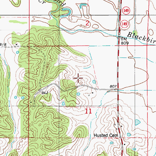 Topographic Map of Husted School (historical), MO