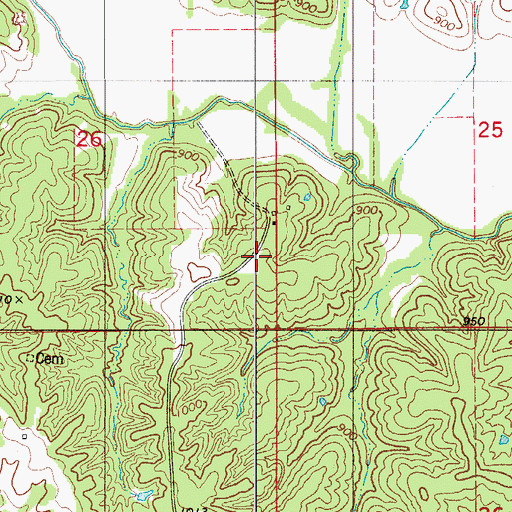 Topographic Map of Burns School, MO