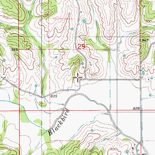 Topographic Map of Ledford School (historical), MO