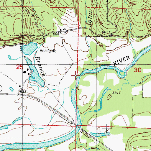 Topographic Map of Williams Branch, AR