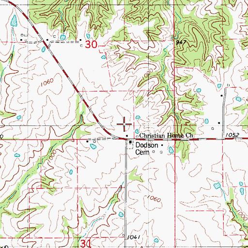 Topographic Map of West Dodson School, MO