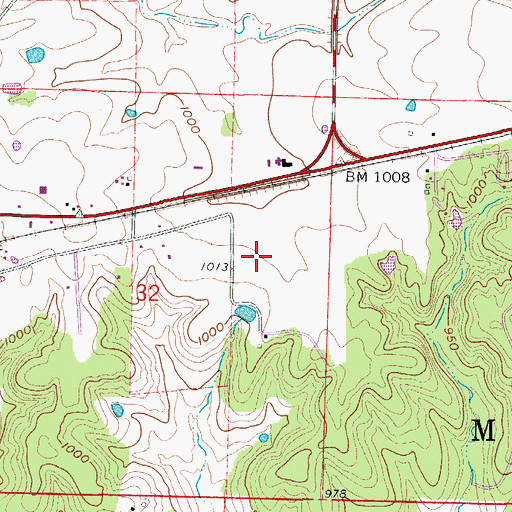Topographic Map of Versailles Municipal Airport (historical), MO