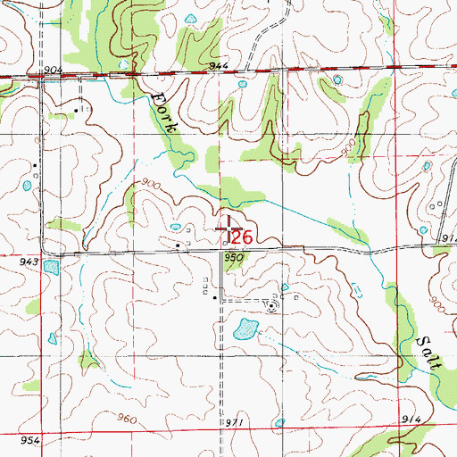Topographic Map of Wells School, MO