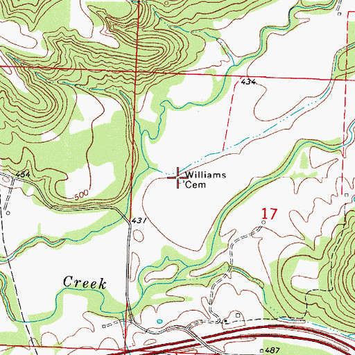 Topographic Map of Williams Cemetery, AR