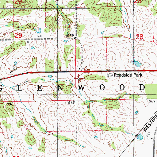 Topographic Map of Liberty Hall School, MO