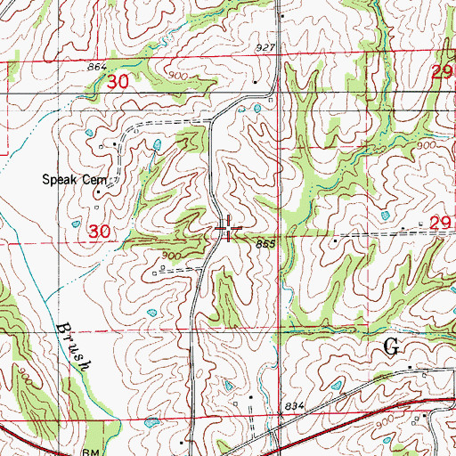Topographic Map of Oak Grove School, MO